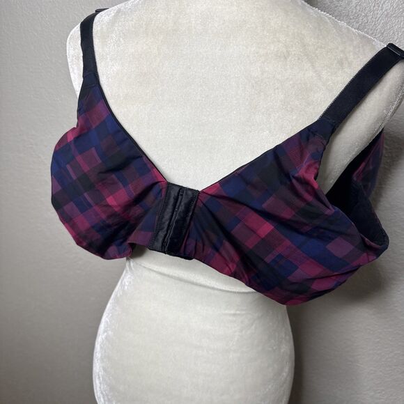 Torrid Curve Full Coverage Bra Blue Red Plaid Check Size 48 DDD Underwire Molded - Picture 5 of 11
